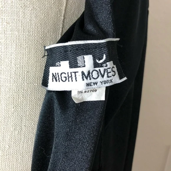 NIGHT MOVES rushed black vintage cocktail elegant Dress S - Picture 9 of 10